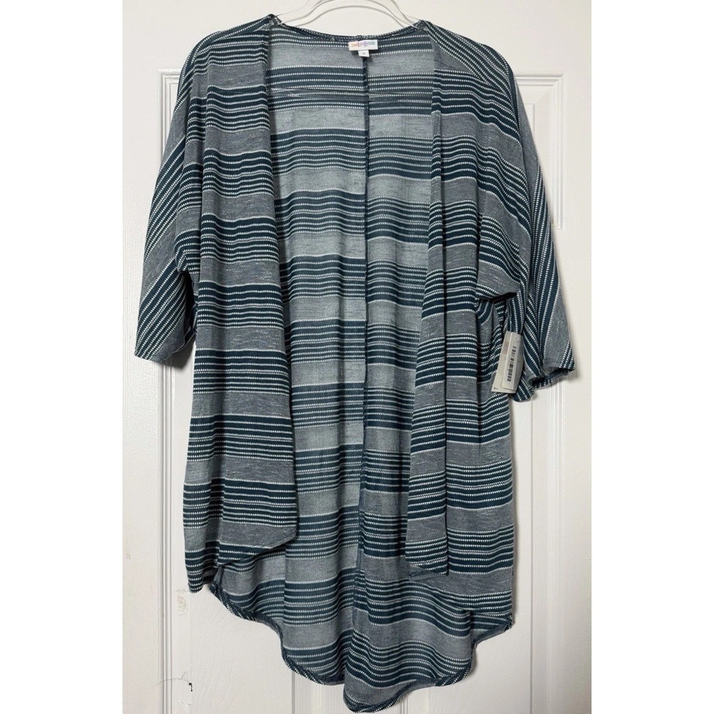 NWT LuLaRoe Lindsay Kimono Cardigan Small Blue Lace Open Front High Low Boho - Picture 2 of 6